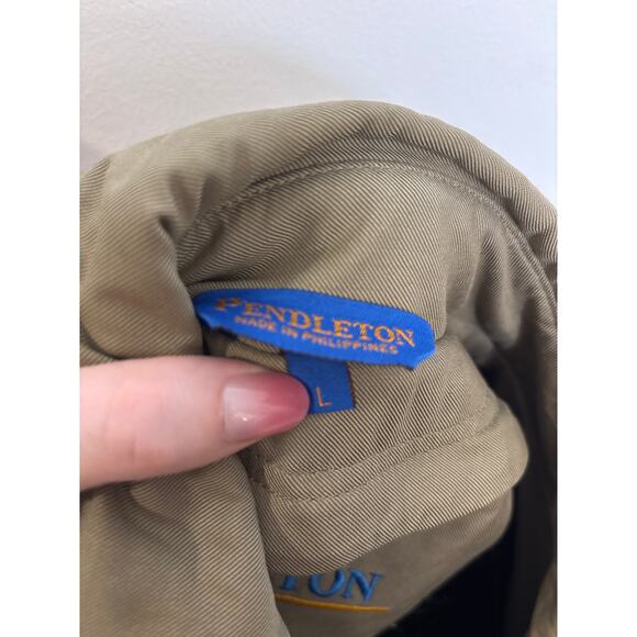 Pendleton Car Coat Mens Large Removable Liner Cotton Rain Repellent Khaki Tan - Picture 4 of 6